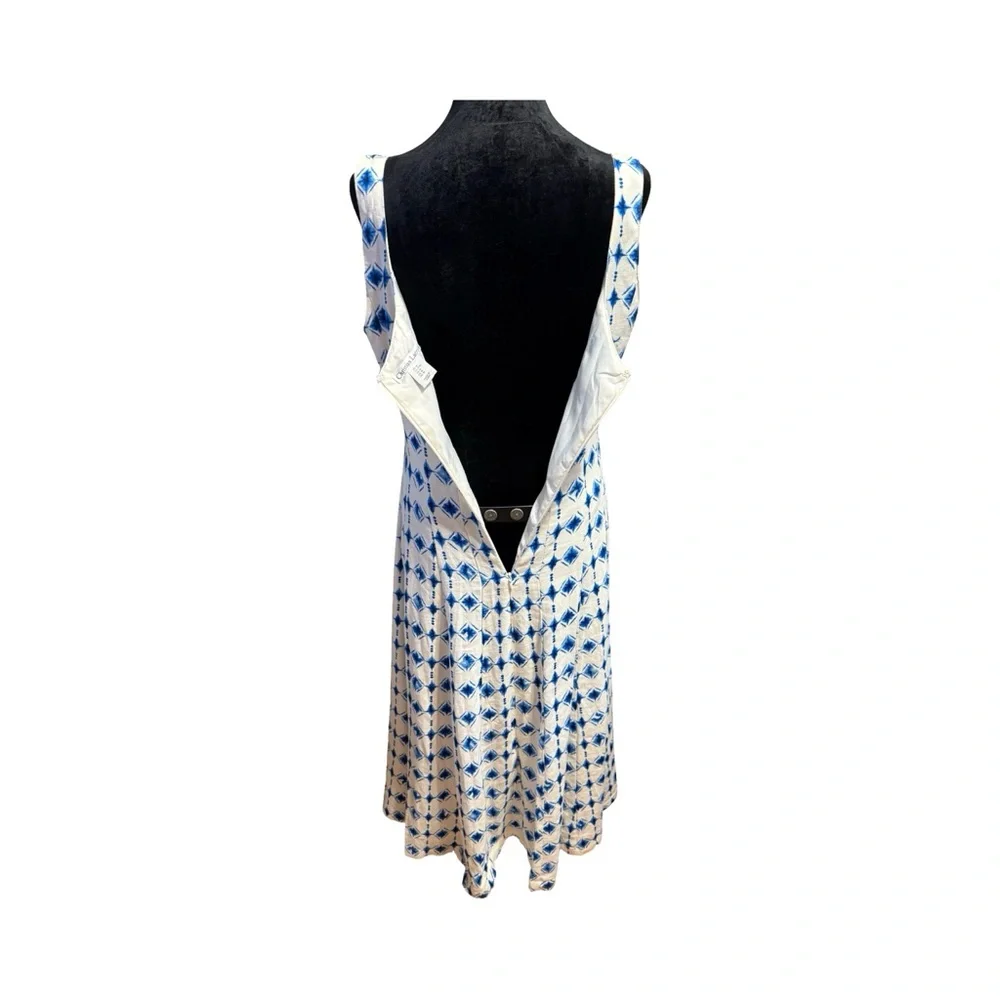 Christian Lacroix Blue & White Geometric Sleeveless Dress M